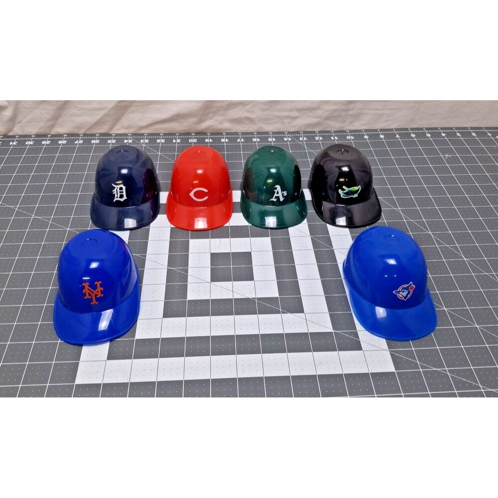 6 Vintage Laich Plastic Batting Helmet Souvenir MLB Baseball Rays Mets A's Jays